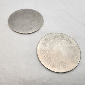 Set of 2 Vintage 3.75" Silverplated Coasters with Beautiful Design